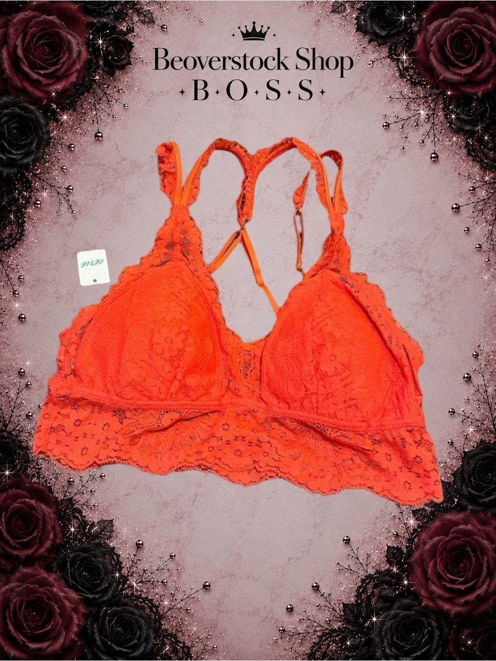 New Aerie Orange Lace Bralette Bra Top - Size Small